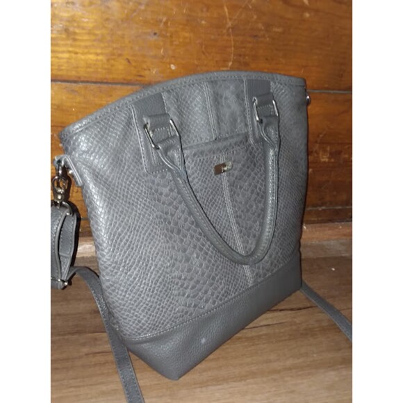 Jewell Handbag Thirty-One Cross Body Grey Snake Skin  Loaded with Pockets - Picture 5 of 8